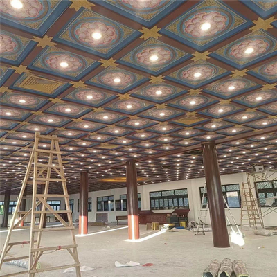 Heat Transfer Square Aluminium Ceiling Tiles 900*900 Dekoratif Atap Candi